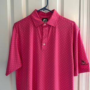 Medium pink FootJoy golf shirt.